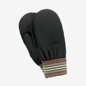 Lined Garbage Leather Mitts - Black