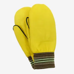 Lined Garbage Leather Mitts - Cream