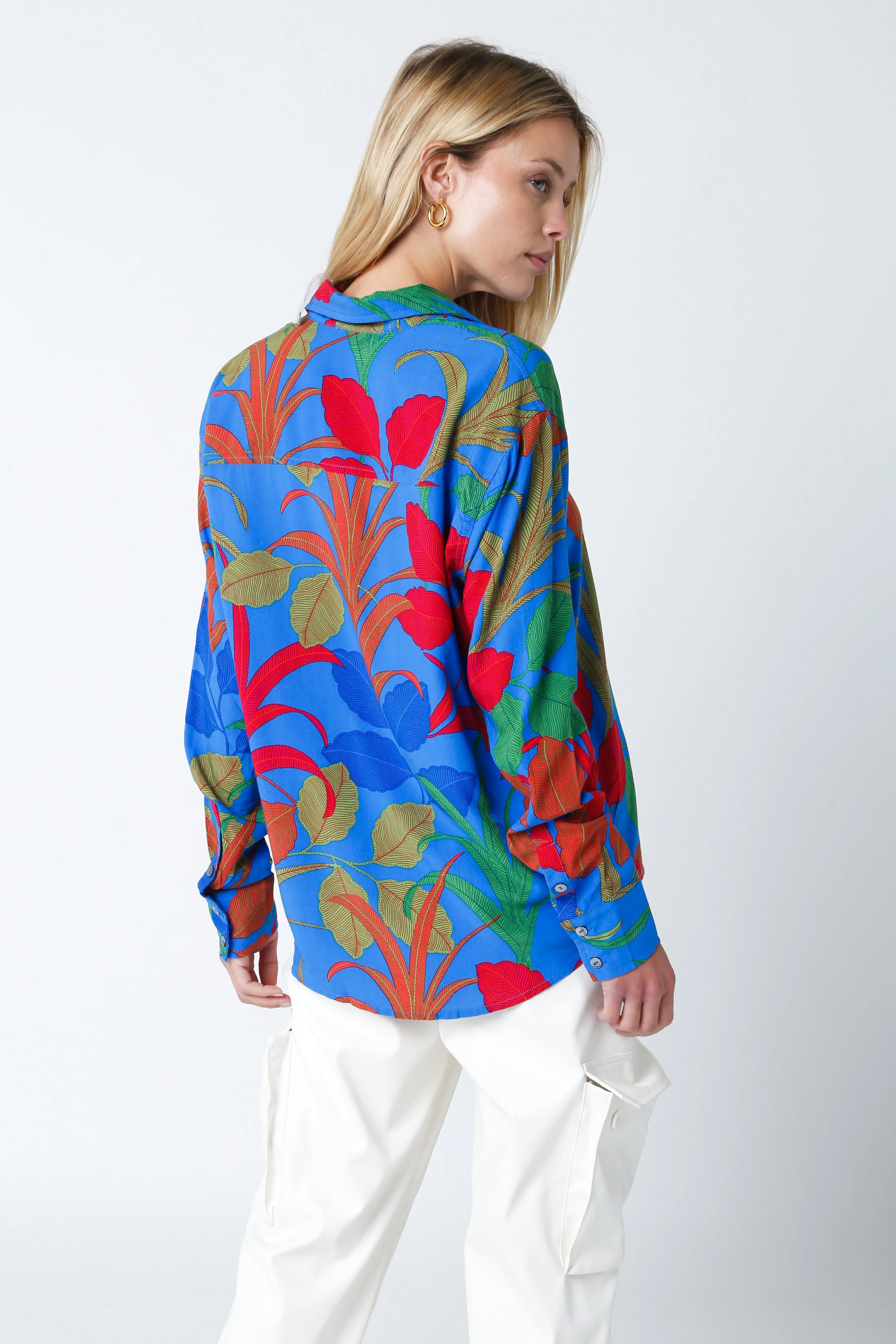 LINED LEAVES LONG SLEEVE SHIRT