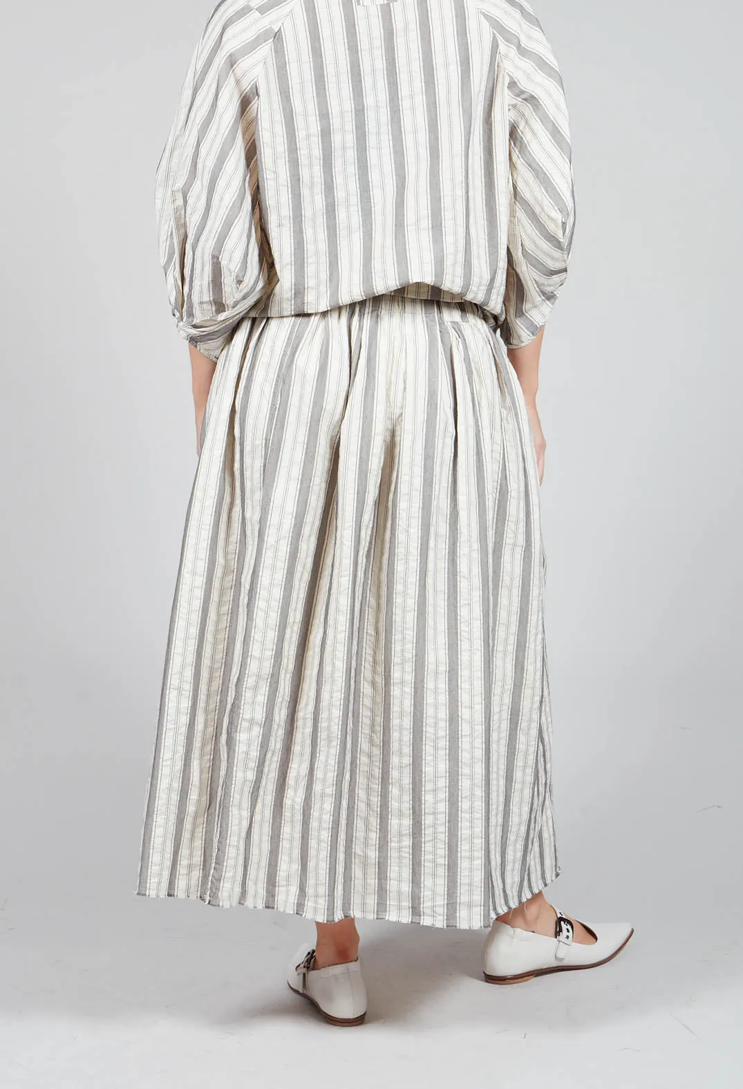 Lined Long Skirt in Stripe