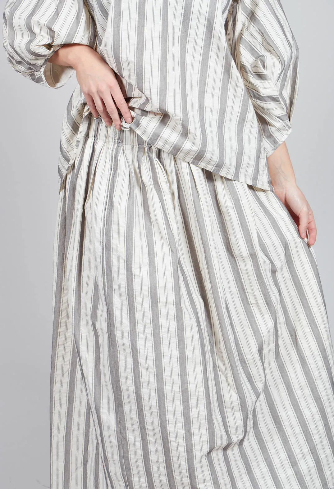 Lined Long Skirt in Stripe