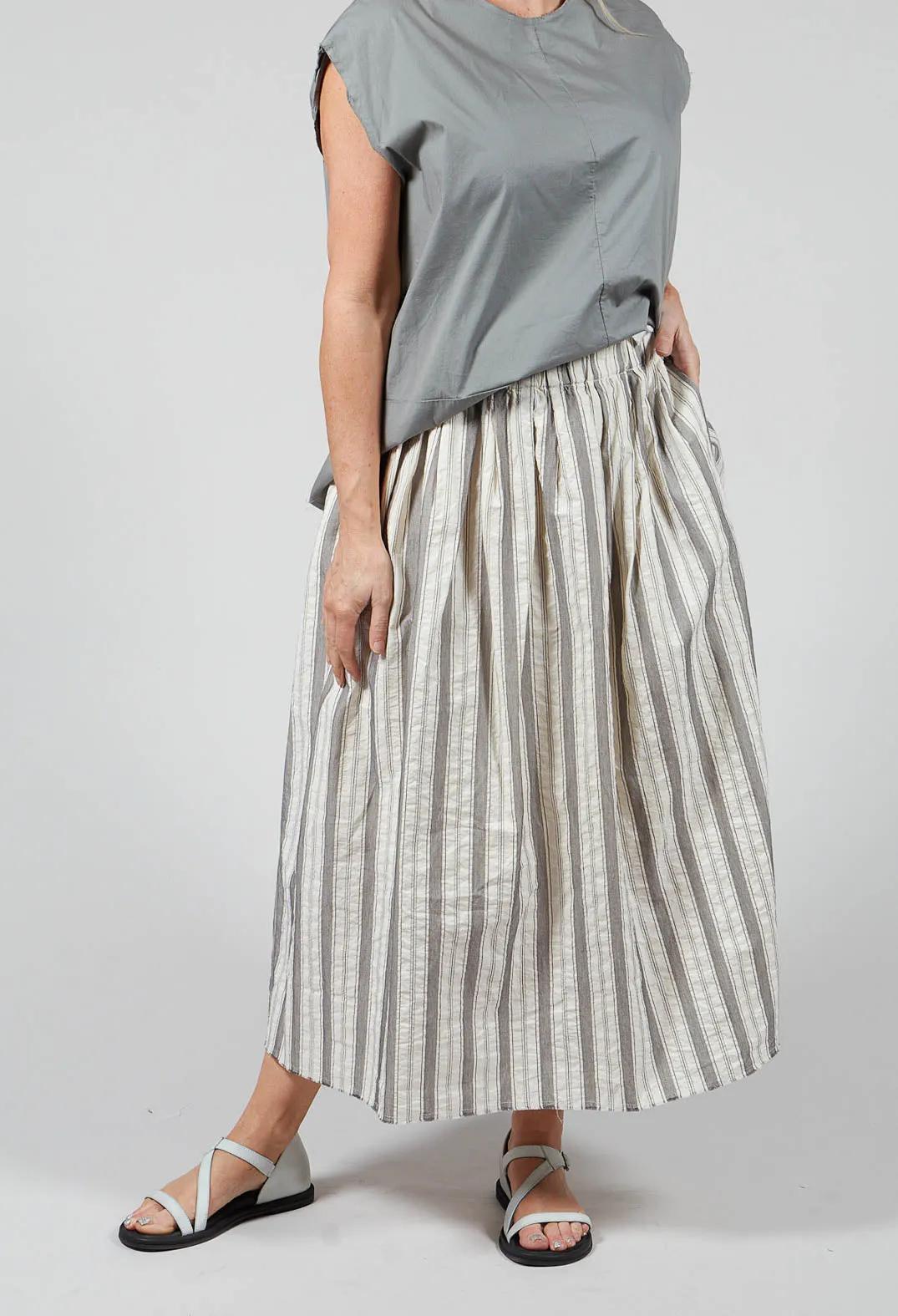 Lined Long Skirt in Stripe