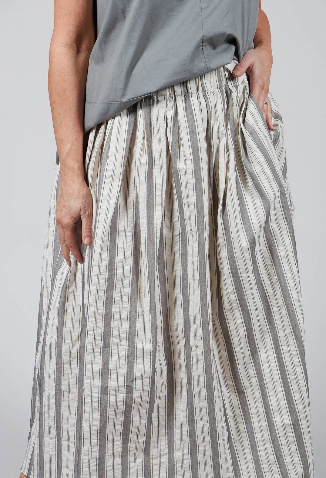 Lined Long Skirt in Stripe