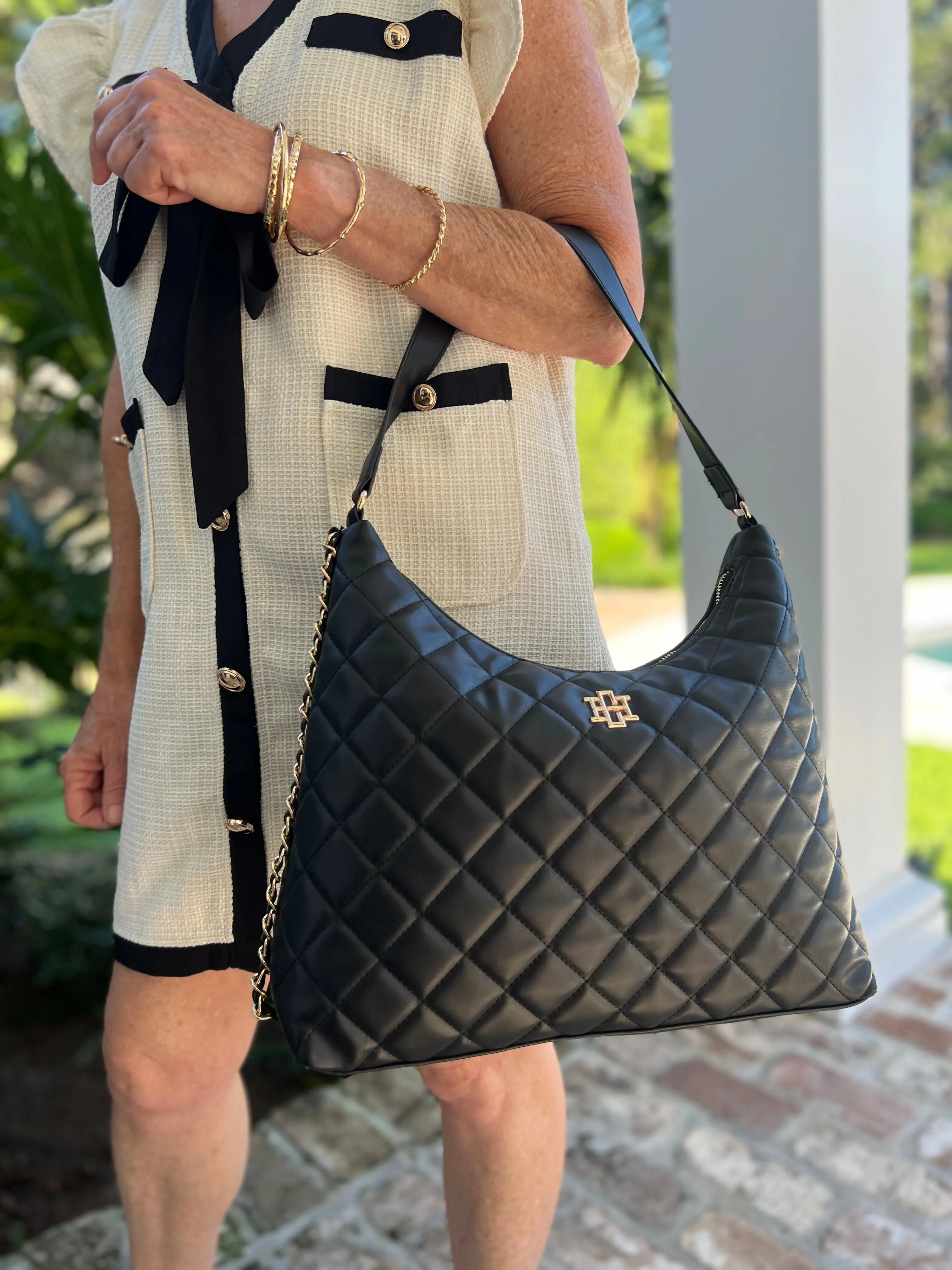 Maeve Quilted Tote BLACK