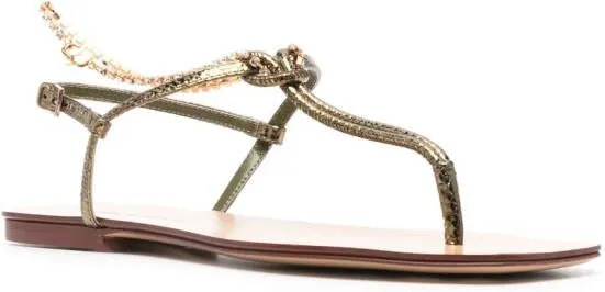 MARIA LUCA chain-link slip-on leather sandals Brown