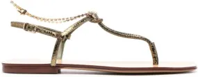 MARIA LUCA chain-link slip-on leather sandals Brown