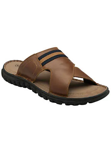 Mens Bastion Tan Leather Sandals by Lotus | Look Again