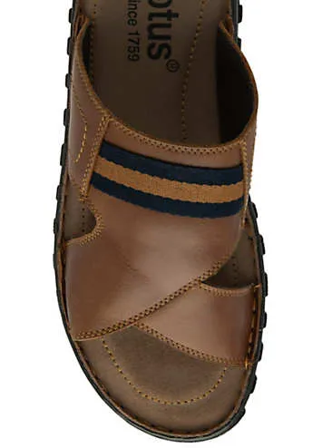 Mens Bastion Tan Leather Sandals by Lotus | Look Again