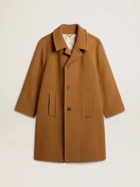 Men's single-breasted coat in tobacco