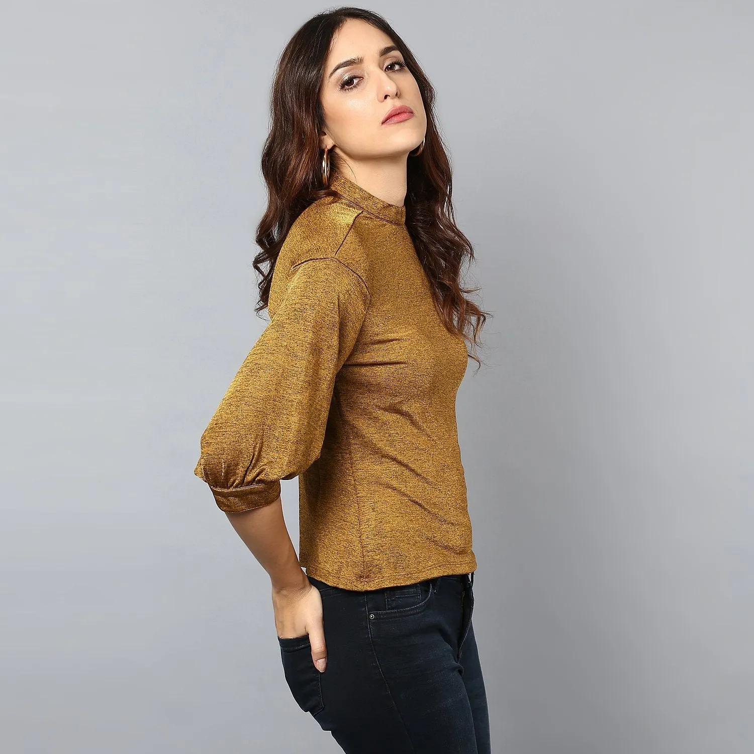 Mustard Yellow Bishop Sleeve Blouse