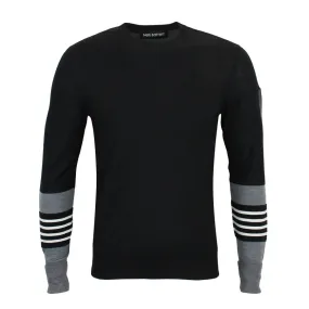 Neil Barrett - Striped Sleeve Crew Neck Jumper in Black / Slate