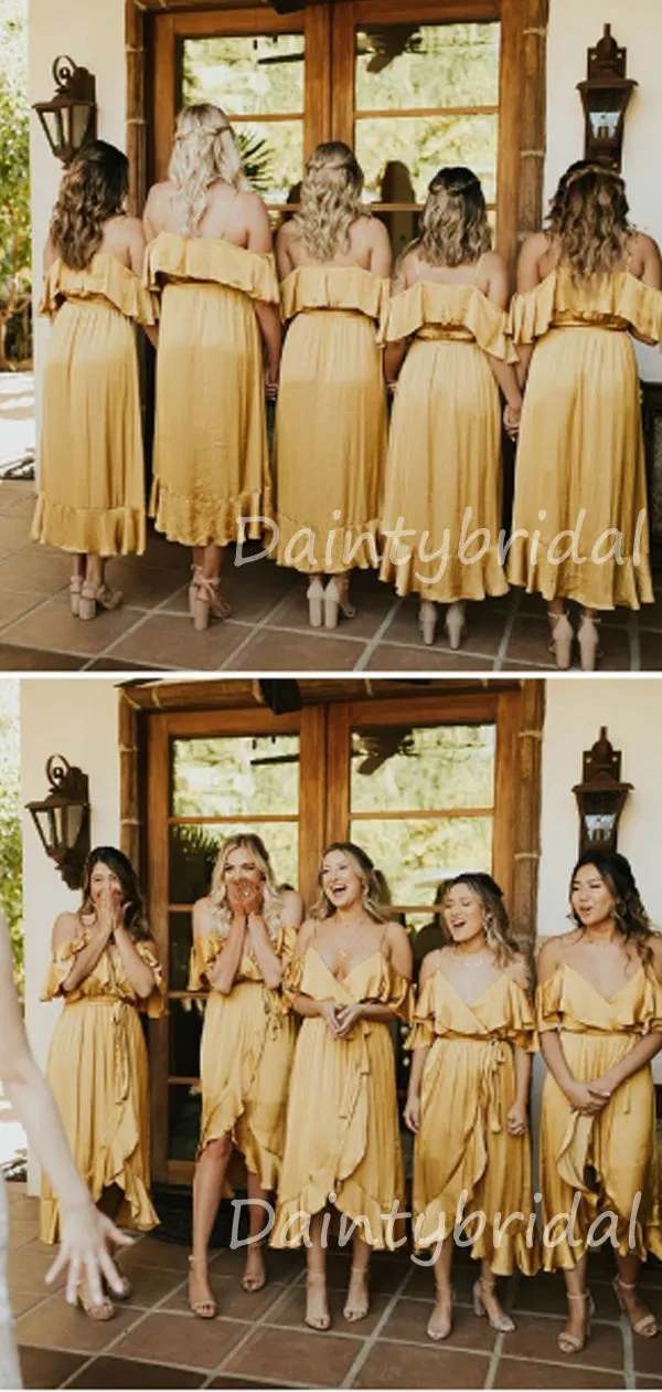 New Arrival V-neck Long High-low Bridesmaid Dresses.DB10390