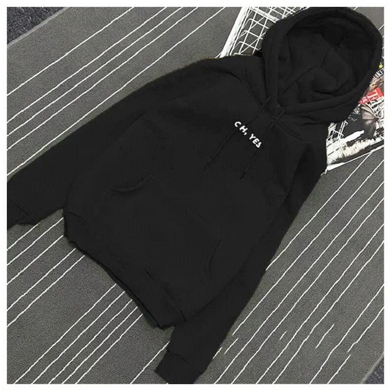 Oversize Hoodies Womens Korean Letter Print Sweatshirts Loose Pockets Hooded Tracksuits Tops Warm Pullovers Women's Hoodies