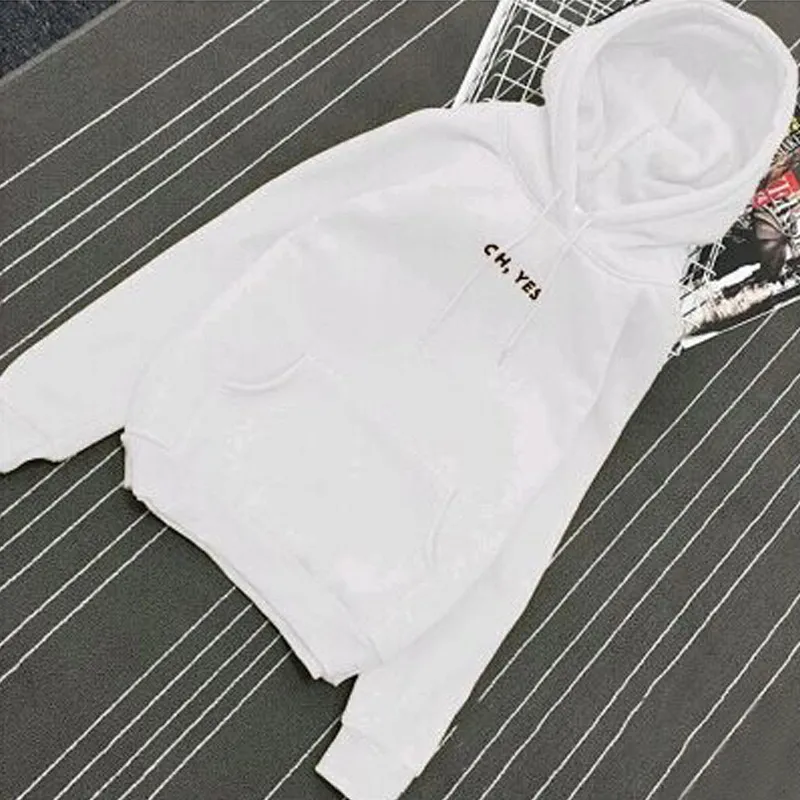 Oversize Hoodies Womens Korean Letter Print Sweatshirts Loose Pockets Hooded Tracksuits Tops Warm Pullovers Women's Hoodies