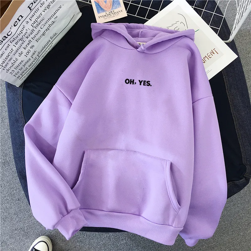 Oversize Hoodies Womens Korean Letter Print Sweatshirts Loose Pockets Hooded Tracksuits Tops Warm Pullovers Women's Hoodies