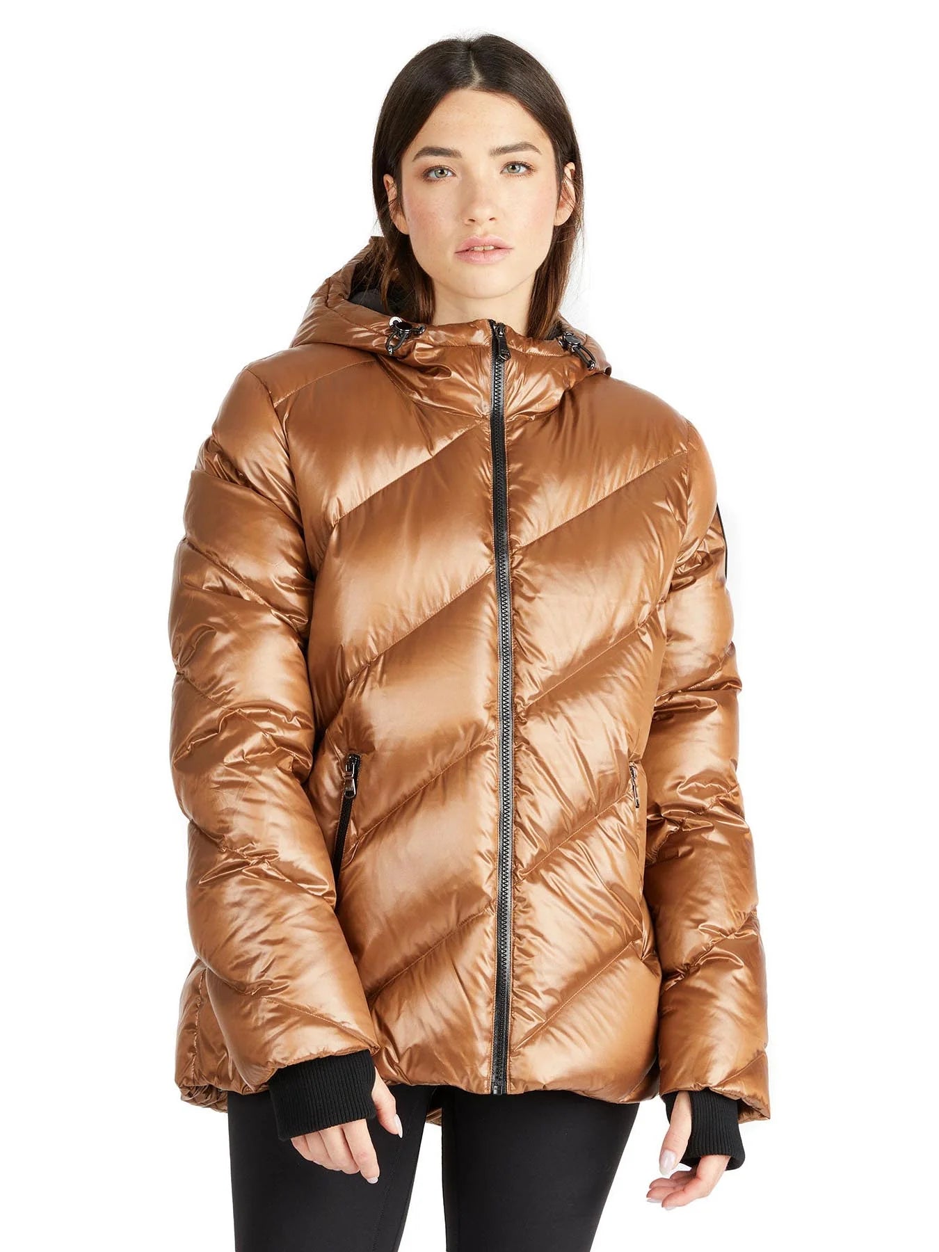 Pajar Womens Nelli Short Quilted Puffer with Fixed Hood - COPPER