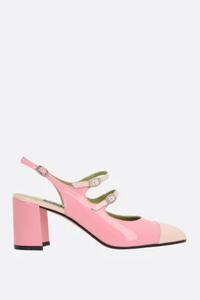 Papaya bicolor patent leather mary-jane slingbacks