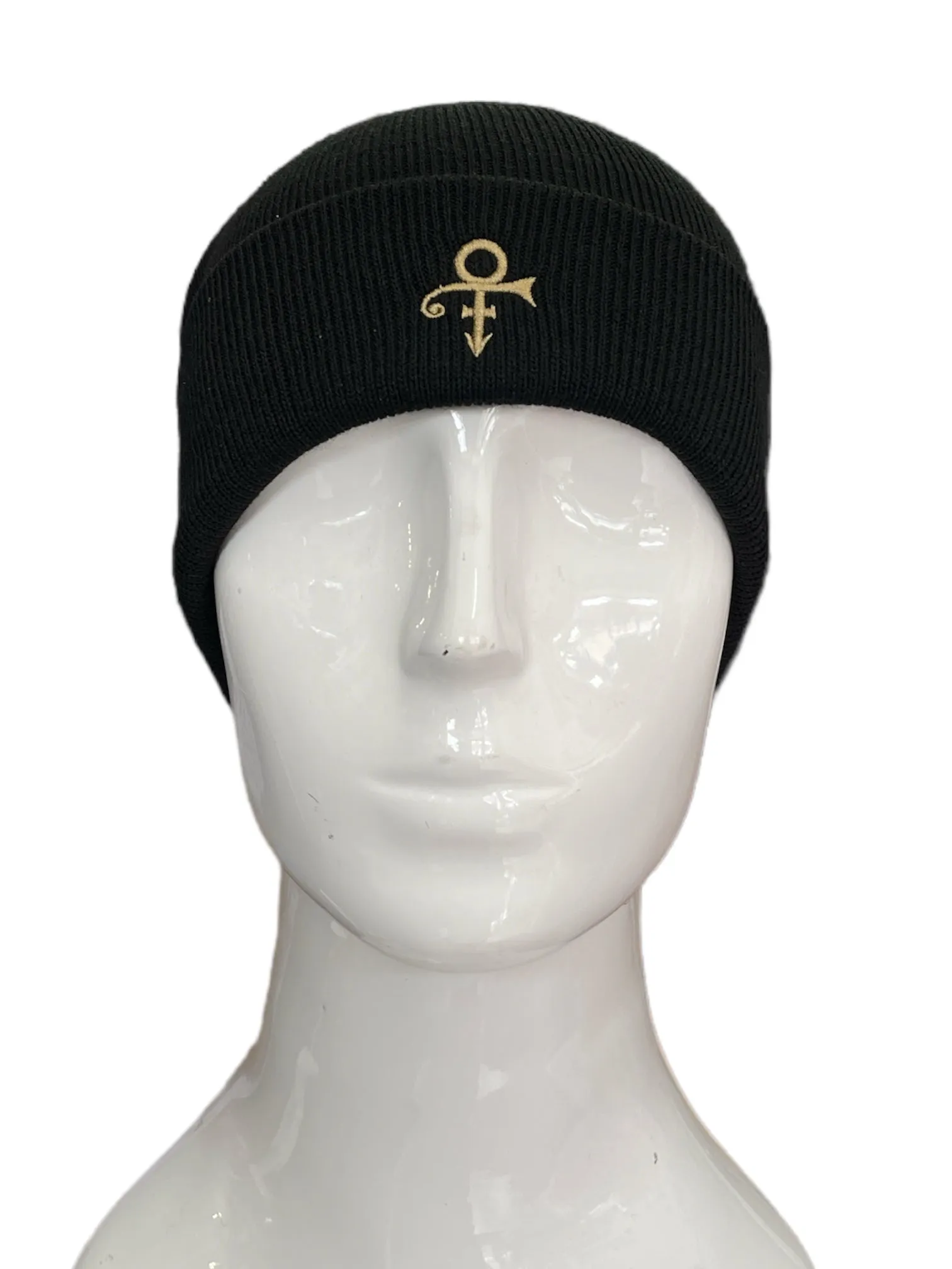 Prince – Love Symbol Turn Up Beanie Hat Gold Thread Embroidery Official & Xclusive