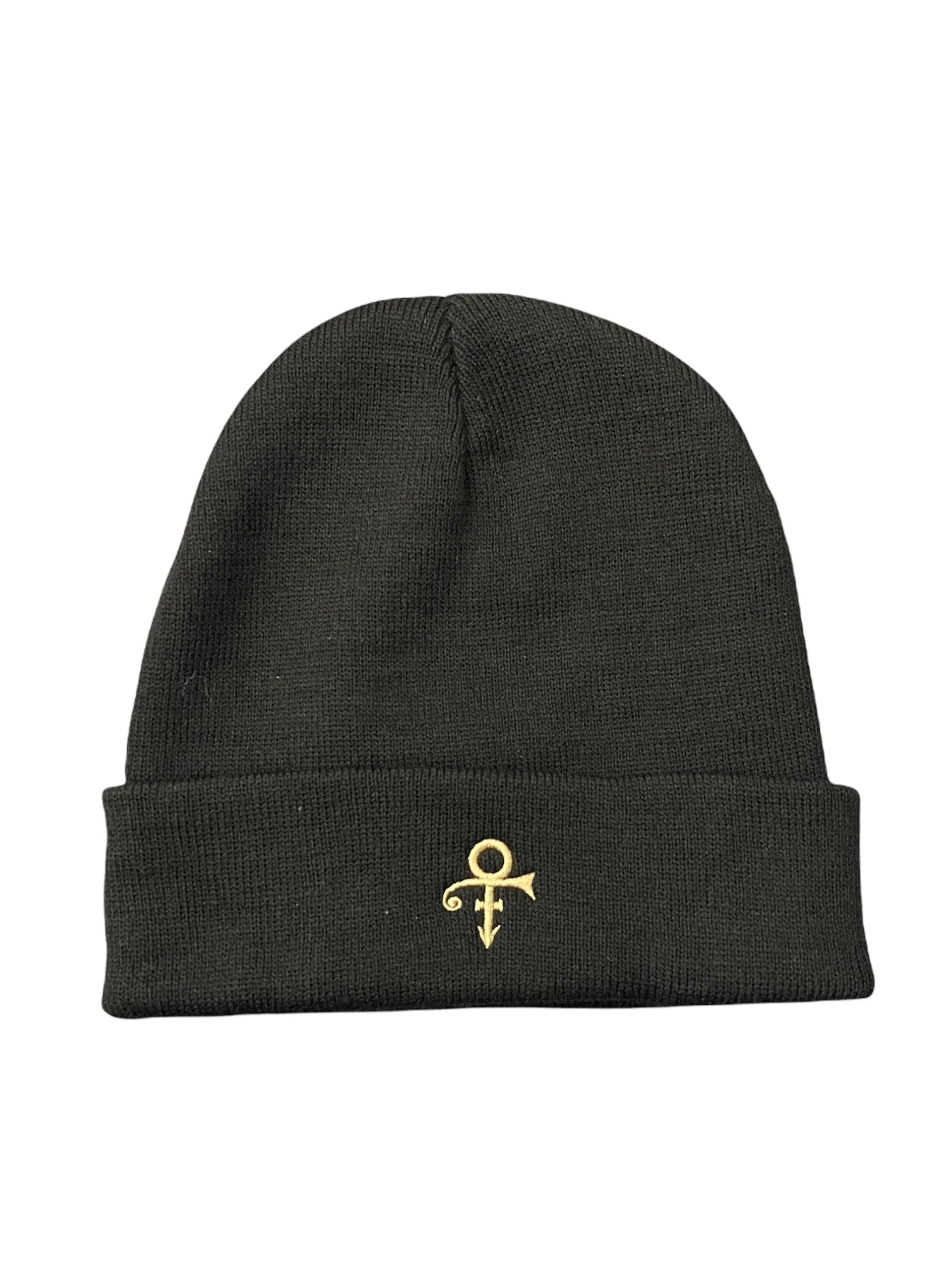 Prince – Love Symbol Turn Up Beanie Hat Gold Thread Embroidery Official & Xclusive