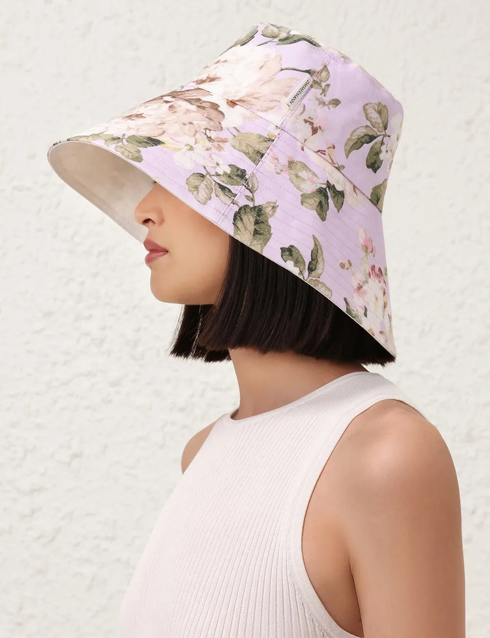 Printed Long Brim Bucket Hat