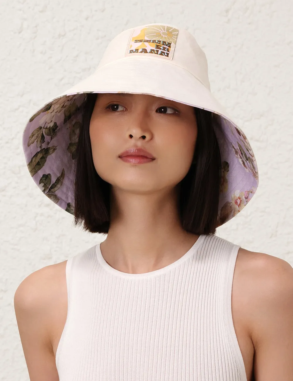 Printed Long Brim Bucket Hat