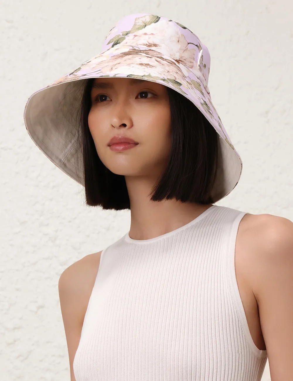 Printed Long Brim Bucket Hat