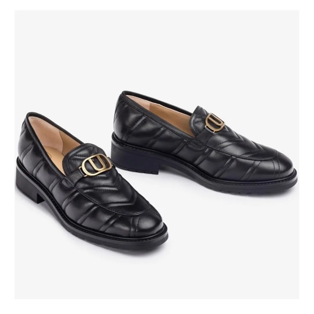 Quilted Effect Loafers, Black