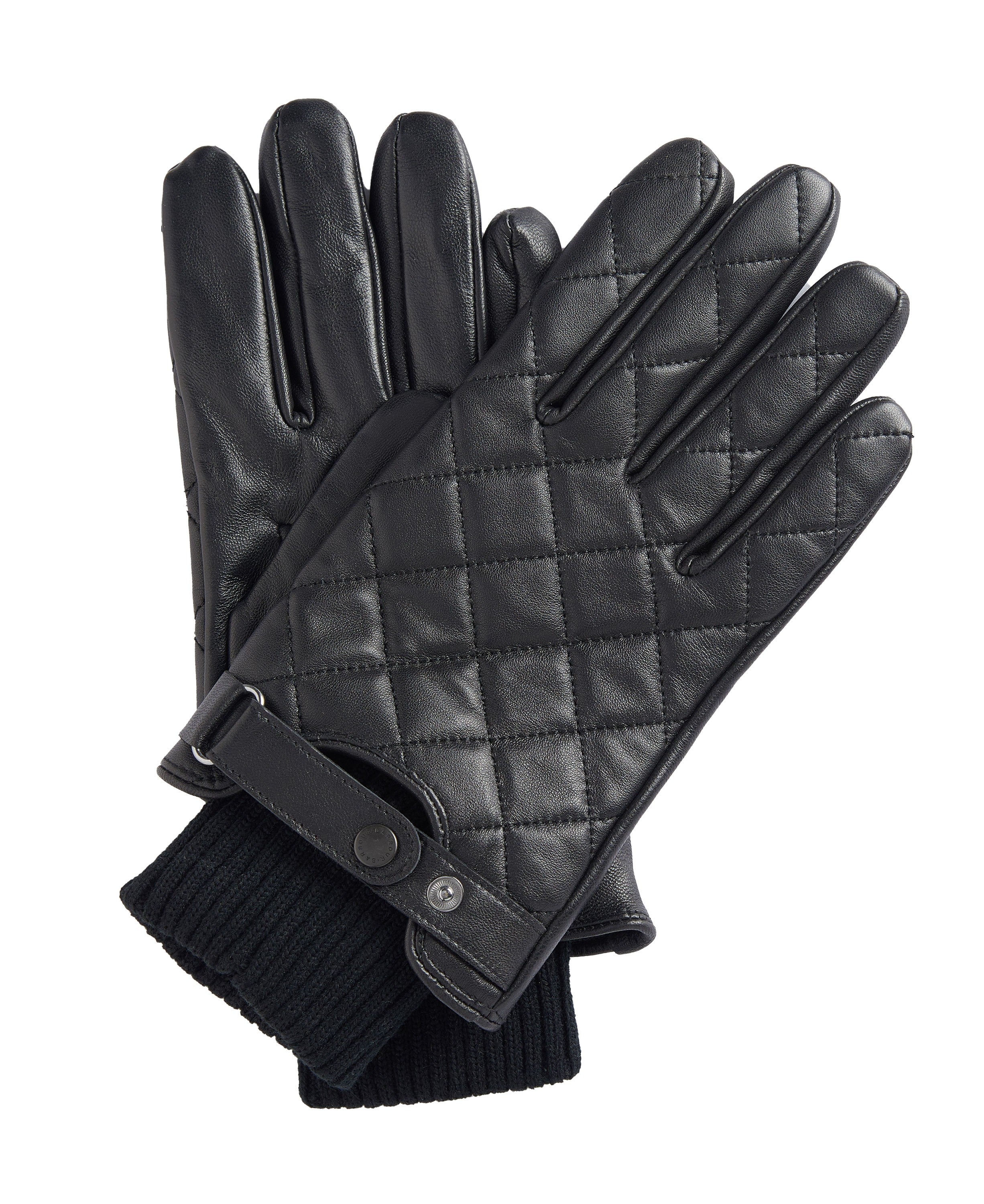 Quilted Leather Gloves                             Black