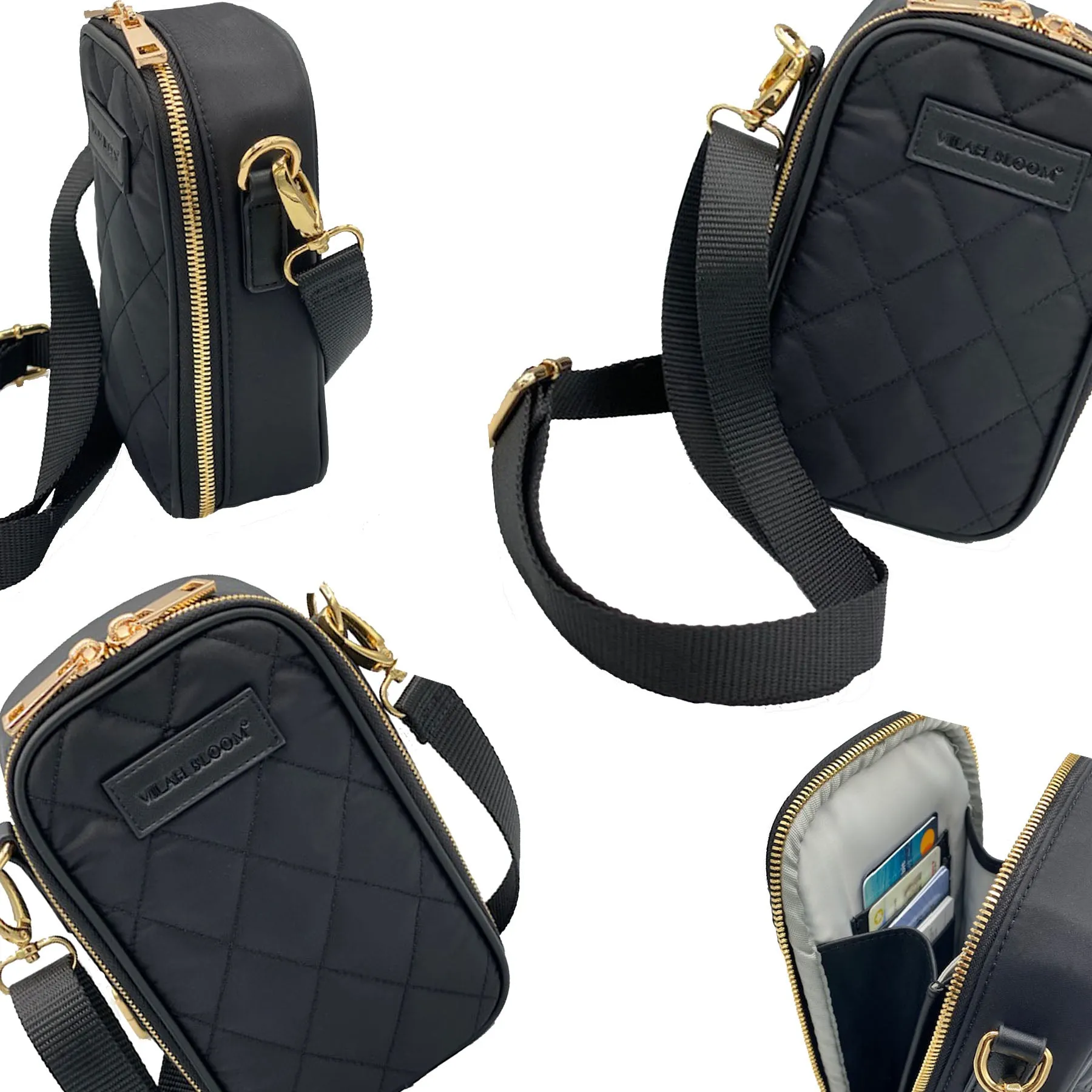 Quilted Nylon Crossbody- Onyx