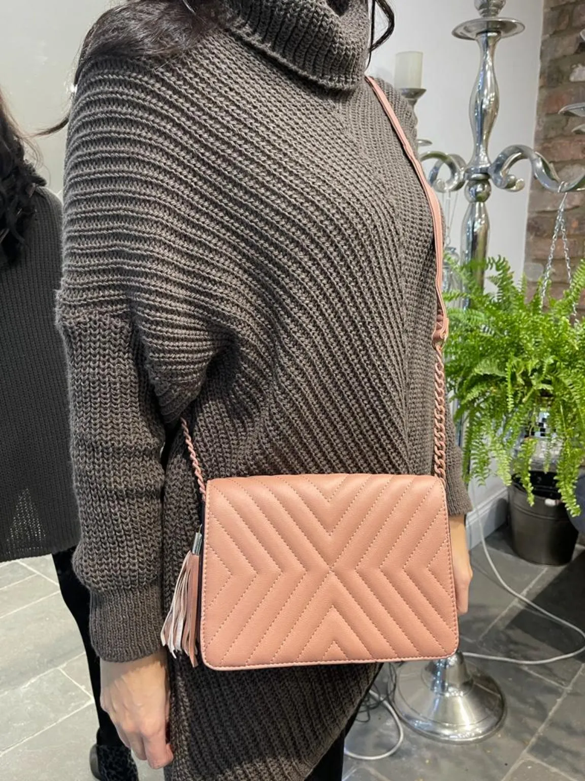 Quilted Tassel Crossbody Bag