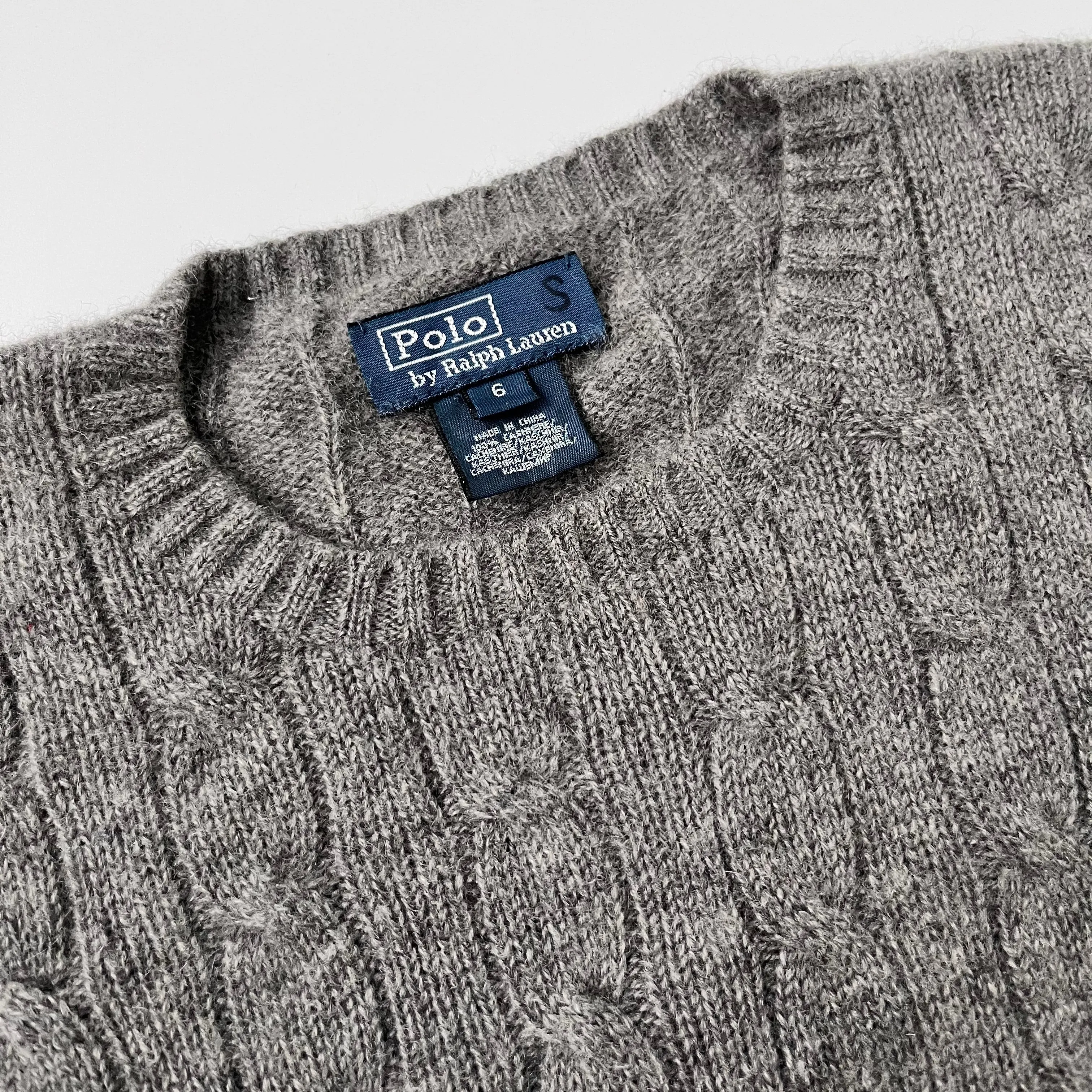 Ralph Lauren Grey Cable Knit Cashmere Jumper: 6 Years