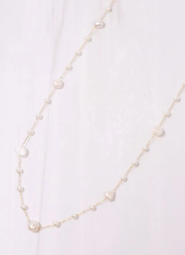 Roonie Pearl Lined Necklace CREAM