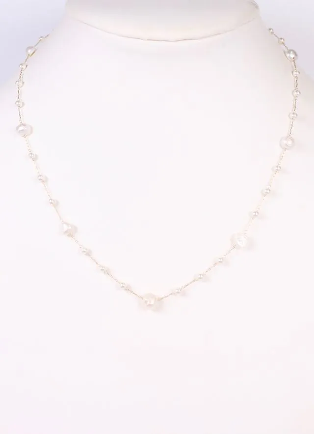 Roonie Pearl Lined Necklace CREAM