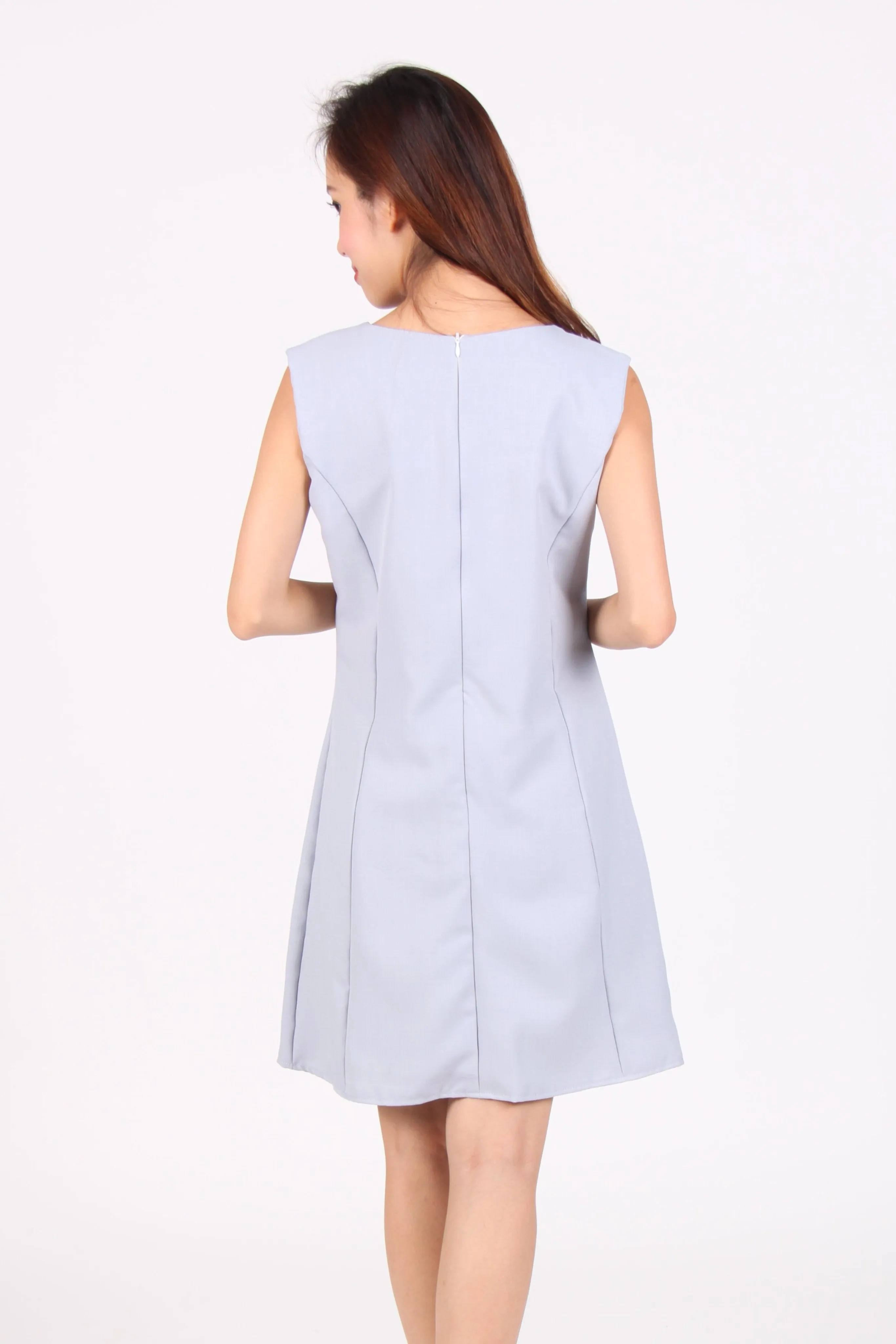 Sleeveless Shift Dress in Light Blue