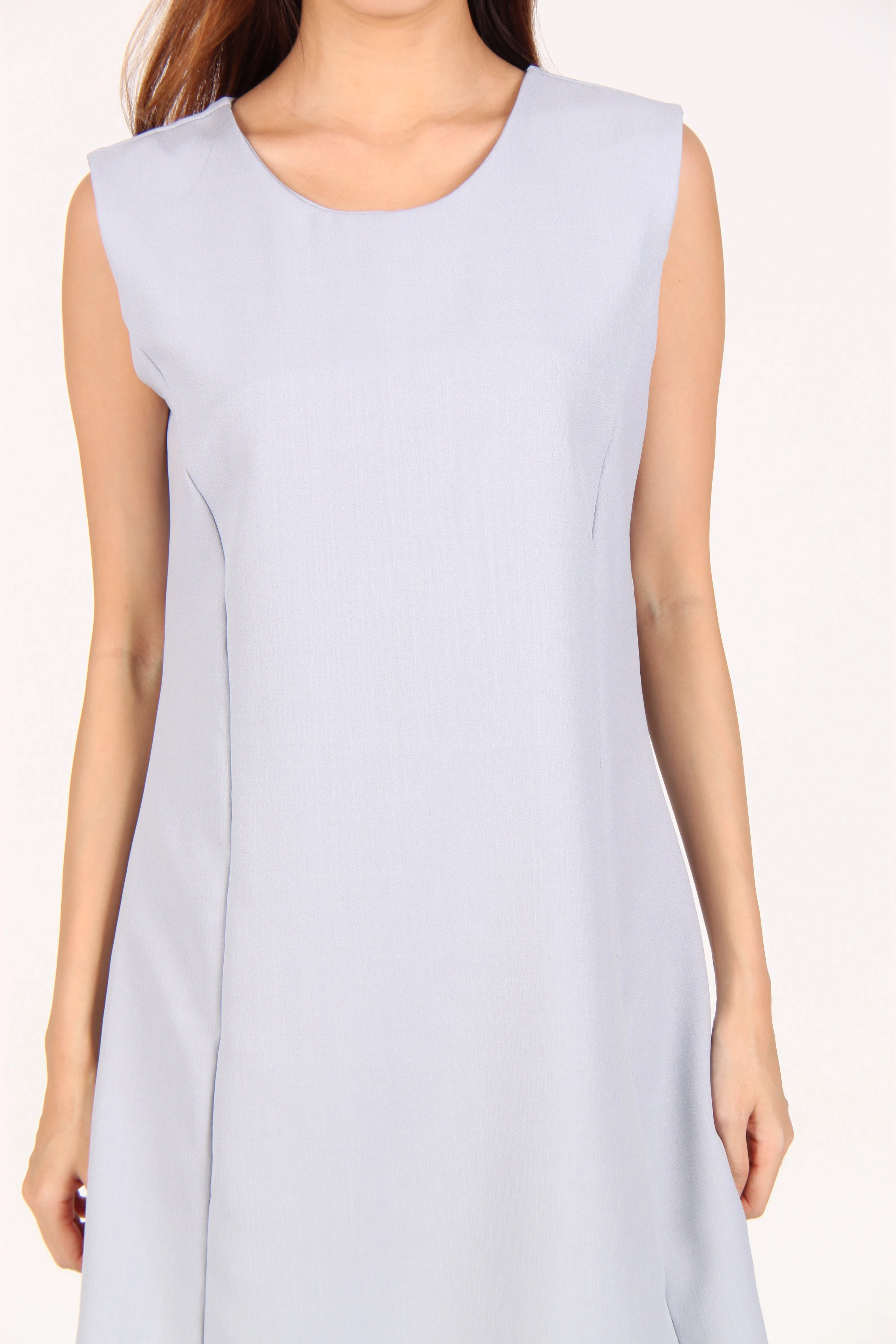 Sleeveless Shift Dress in Light Blue