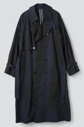 Spray Printed Trench Coat - Navy