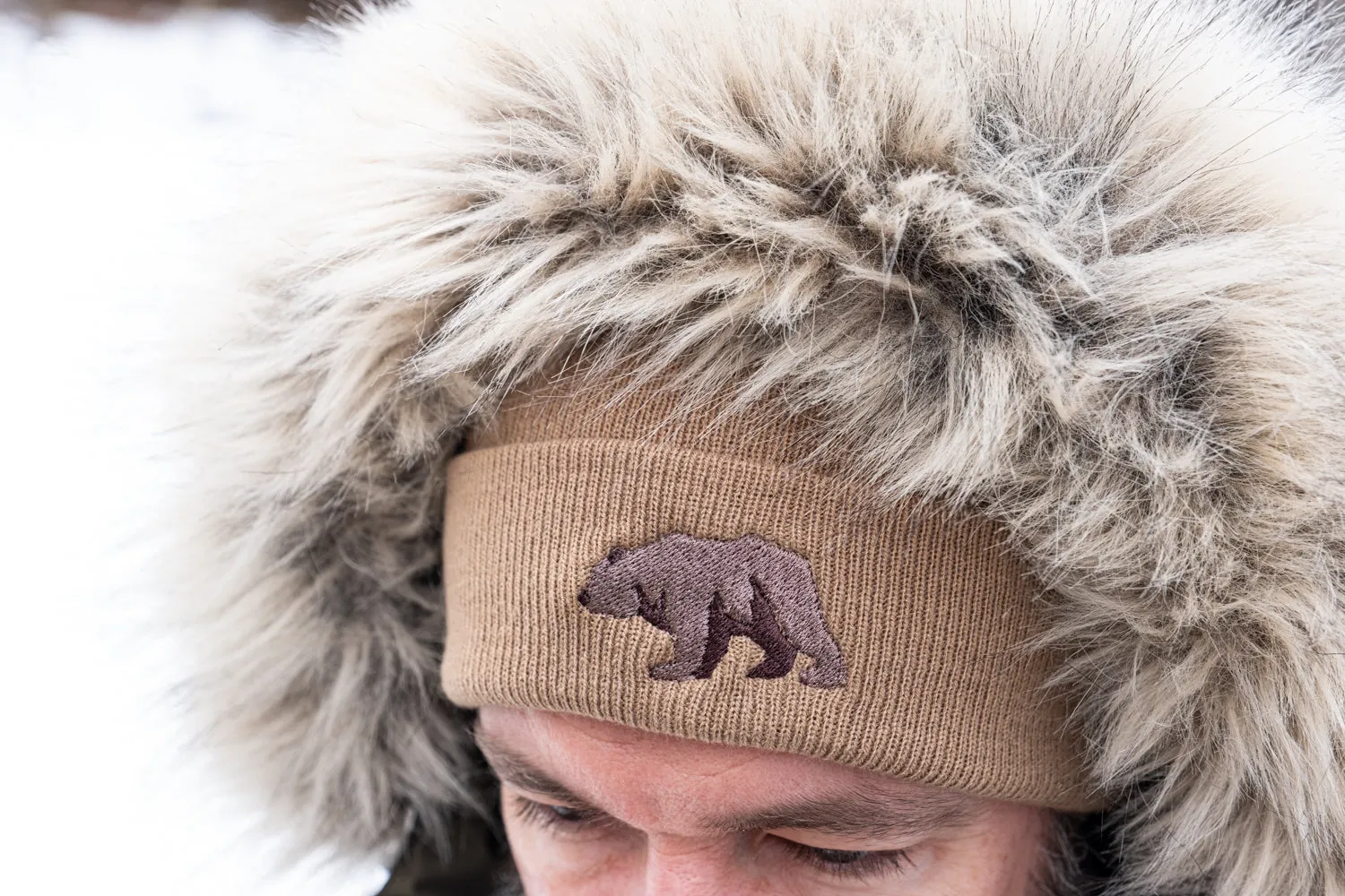 'The Brown Bear' Unisex Embroidered Knit Hat