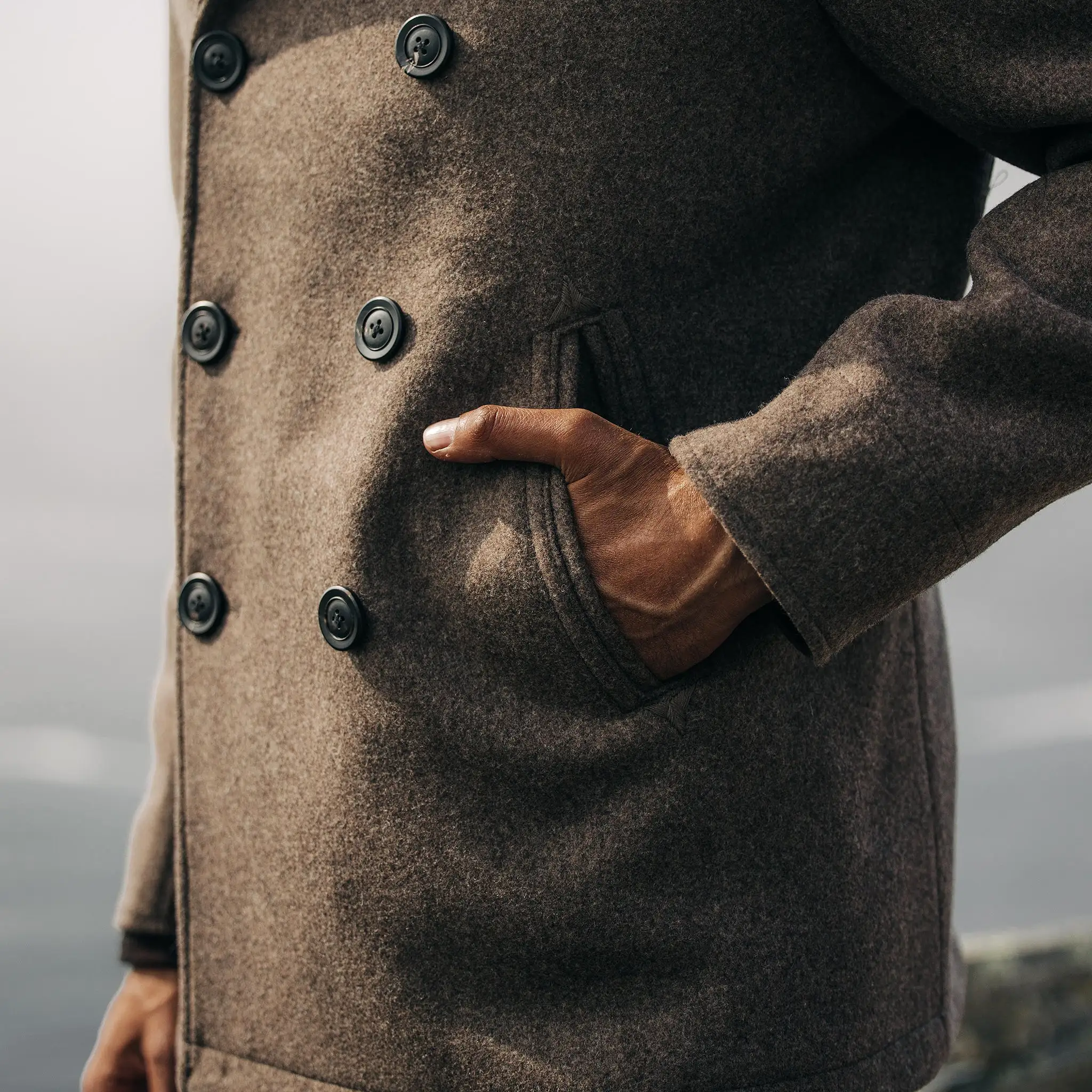 The Mariner Coat in Sable Melton Wool