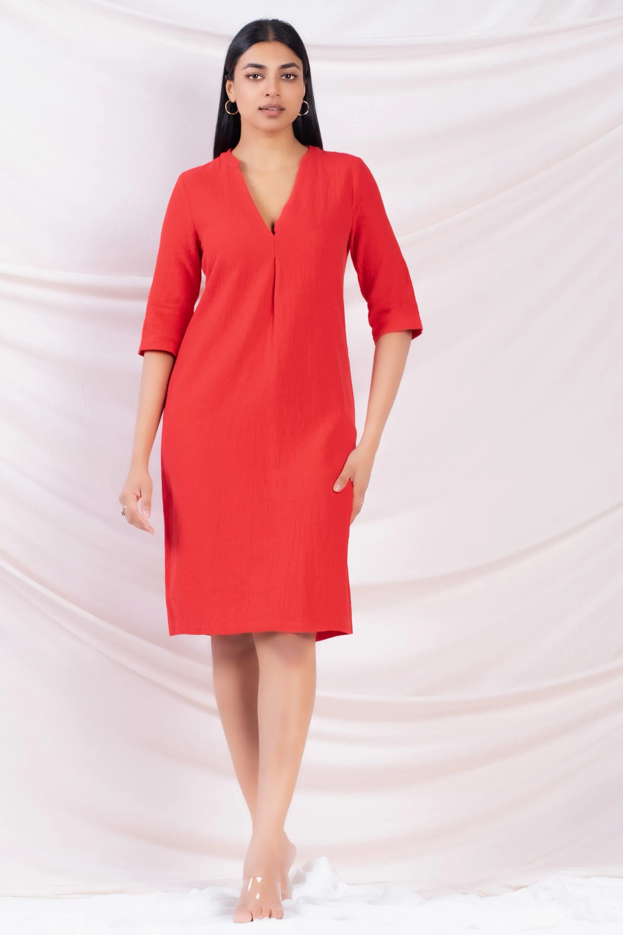 Three Quarter Sleeve Shift Dress