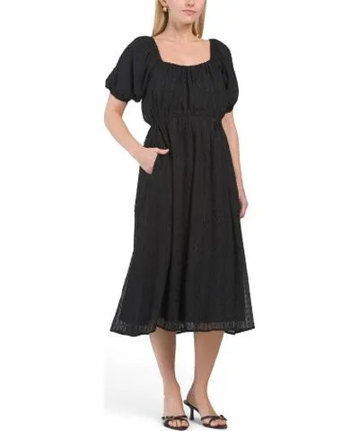 Tj Maxx Short Sleeve Textured Midi Dress For Women