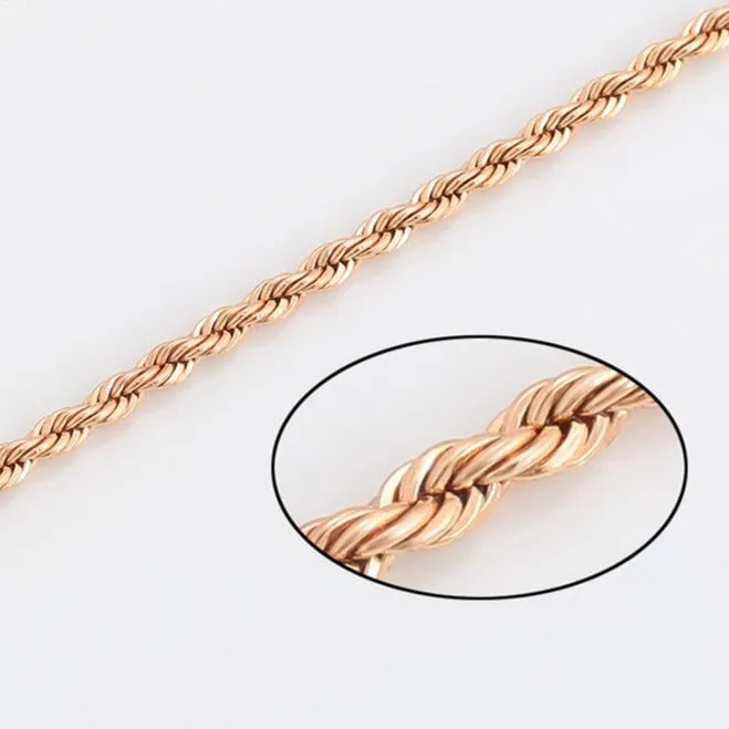 Twisted Rope 18k Gold Plated Anklet with Heart