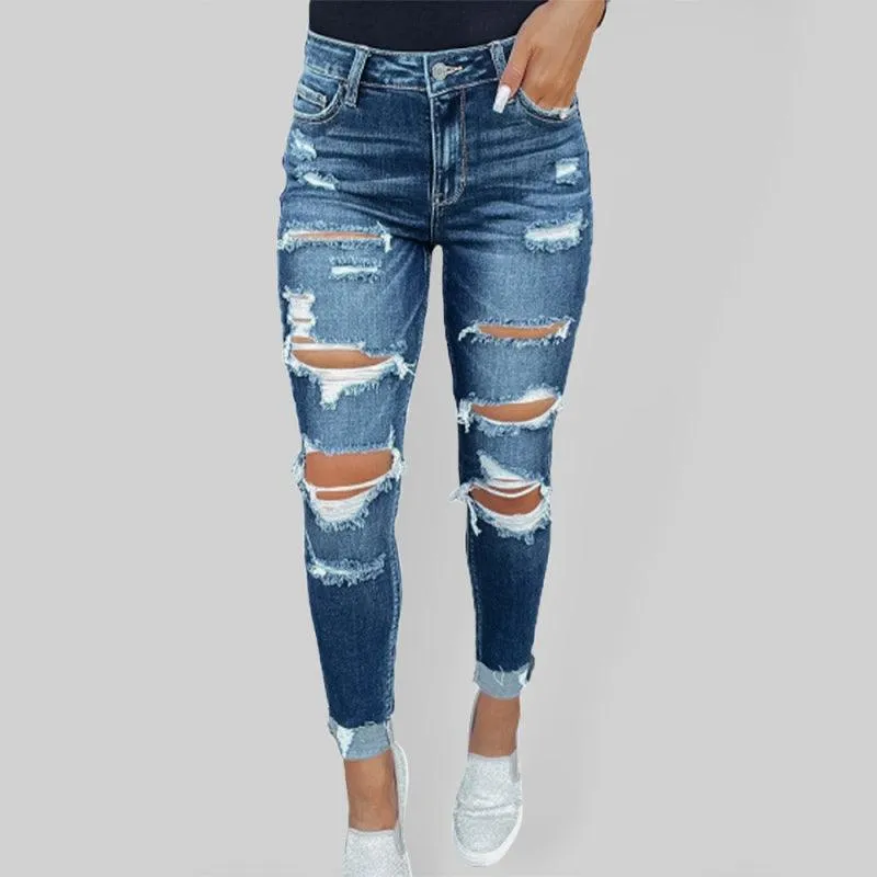 Women Distressed Skinny Jeans - Lined