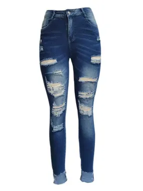 Women Distressed Skinny Jeans - Lined